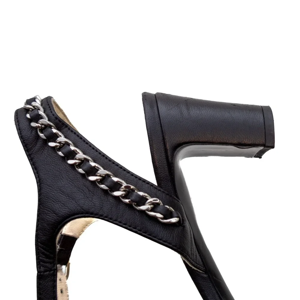 CHANEL black leather